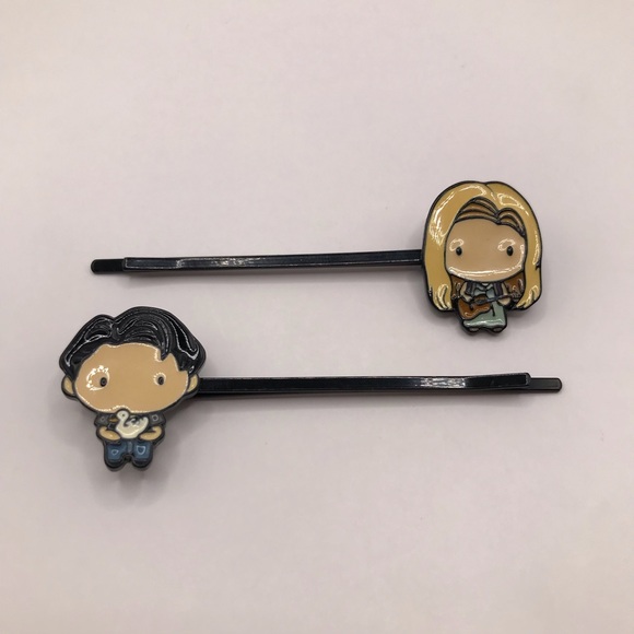 FRIENDS Accessories - Friends TV Show Joey & Phoebe Chibi Style Black Metal Bobby Pin Hair Accessories